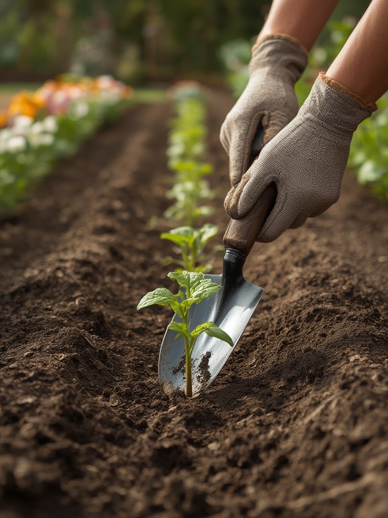 garden tools in action