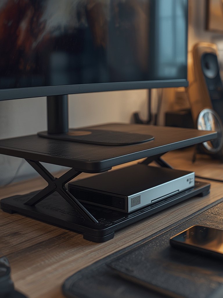 monitor stand in action