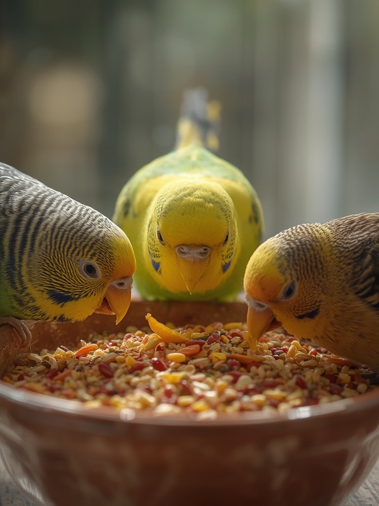 parakeet food in action