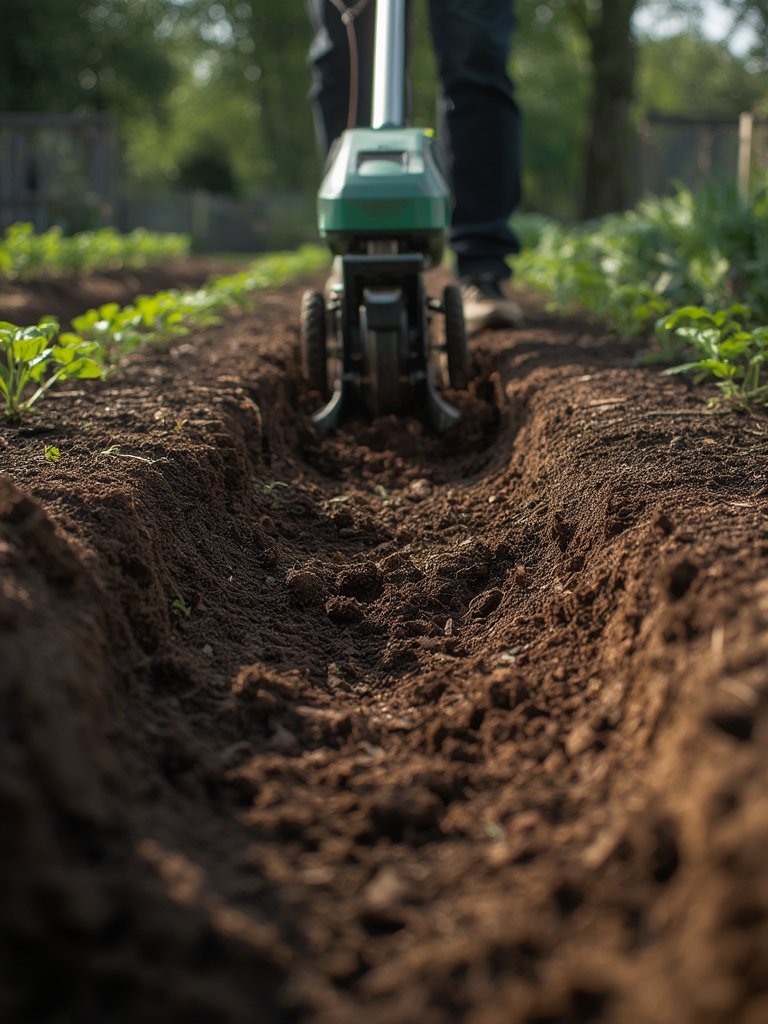 electric tiller in action