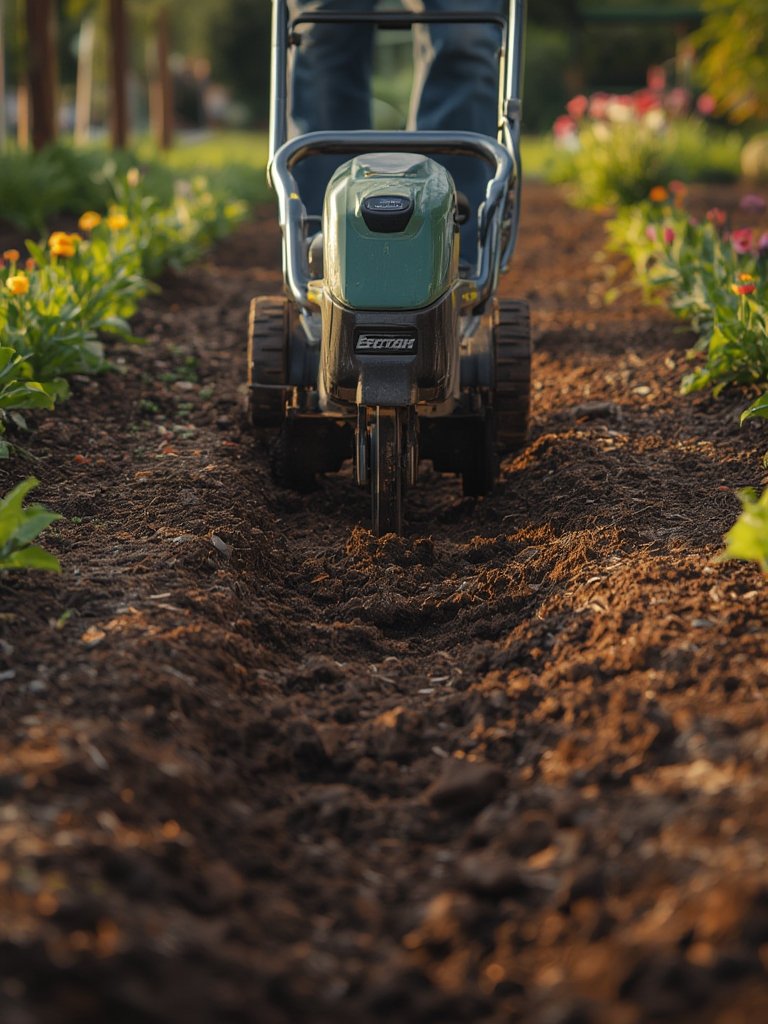 electric tiller in action