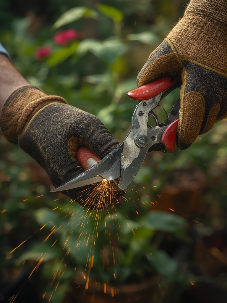 blade sharpener in action