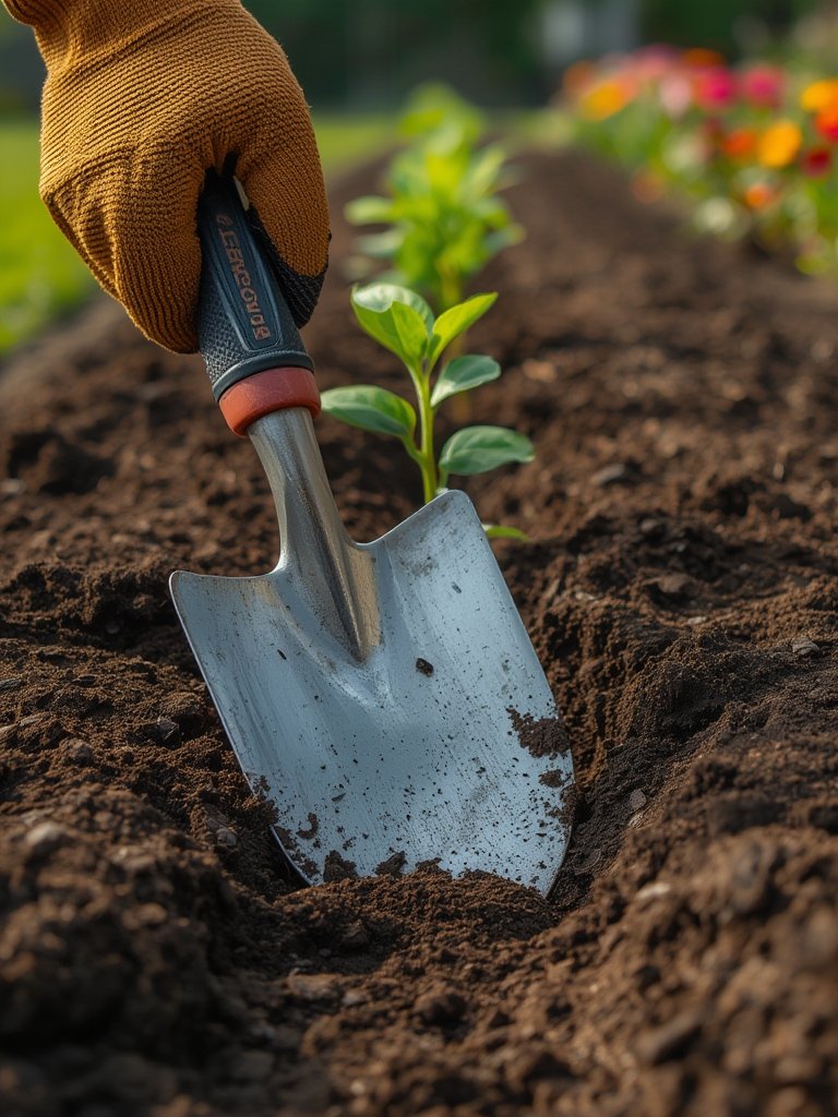 garden trowel in action