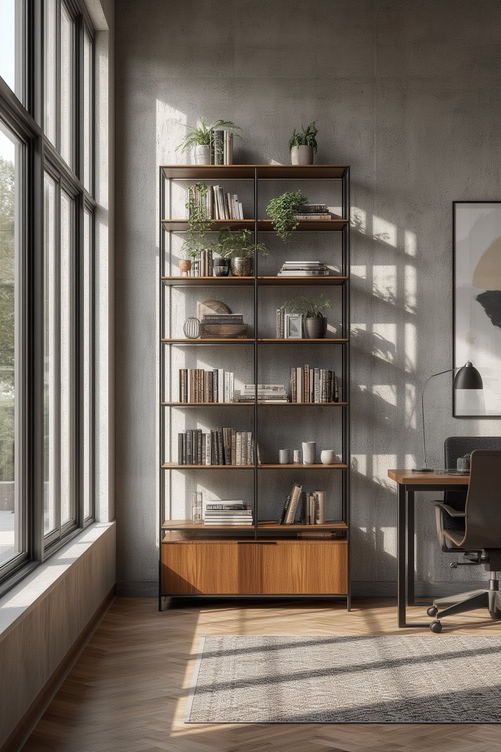 industrial bookshelf product view