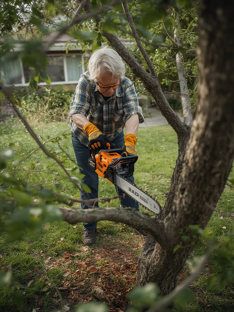 mini chainsaw in action