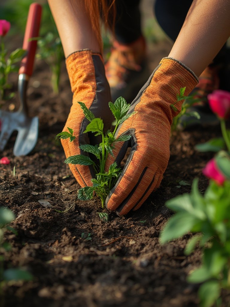 gardening gloves in action