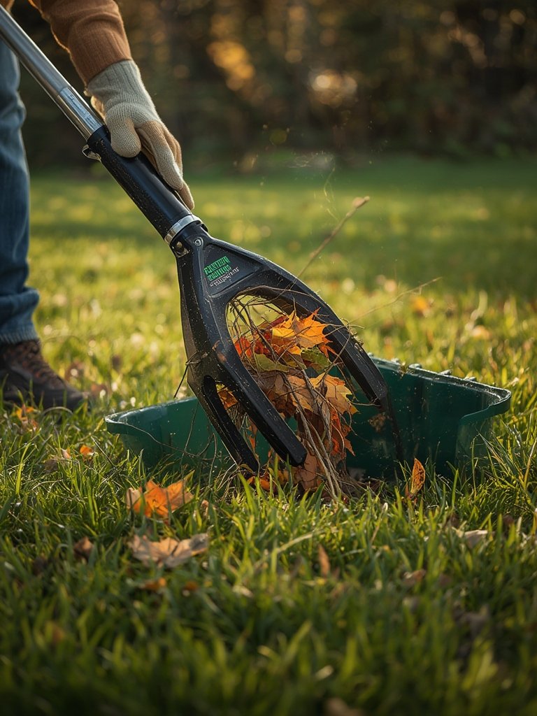 leaf grabber in action
