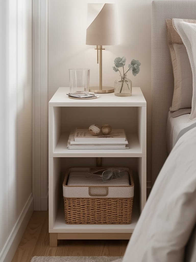 nightstand storage in action